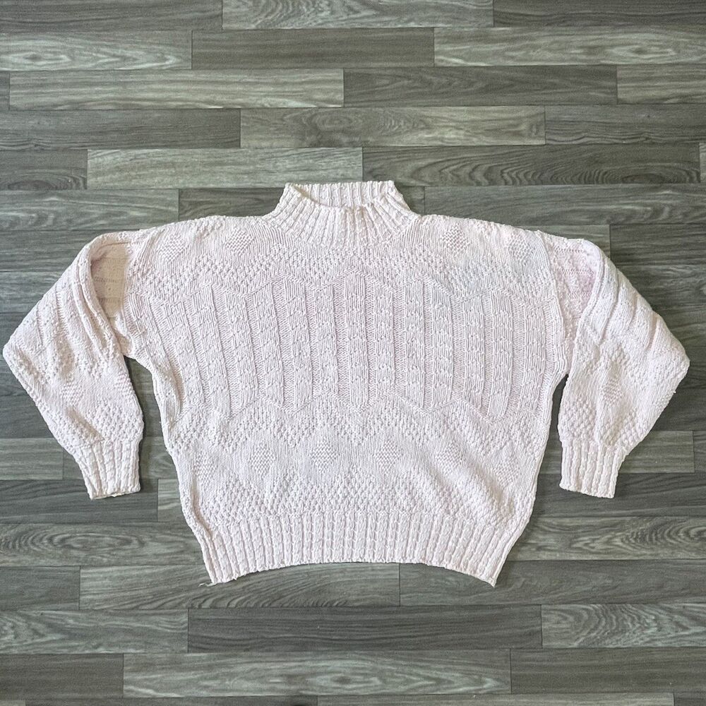 Vintage David Brett Knit Sweater Women’s 2XL Solid Pink Textured Made In USA
